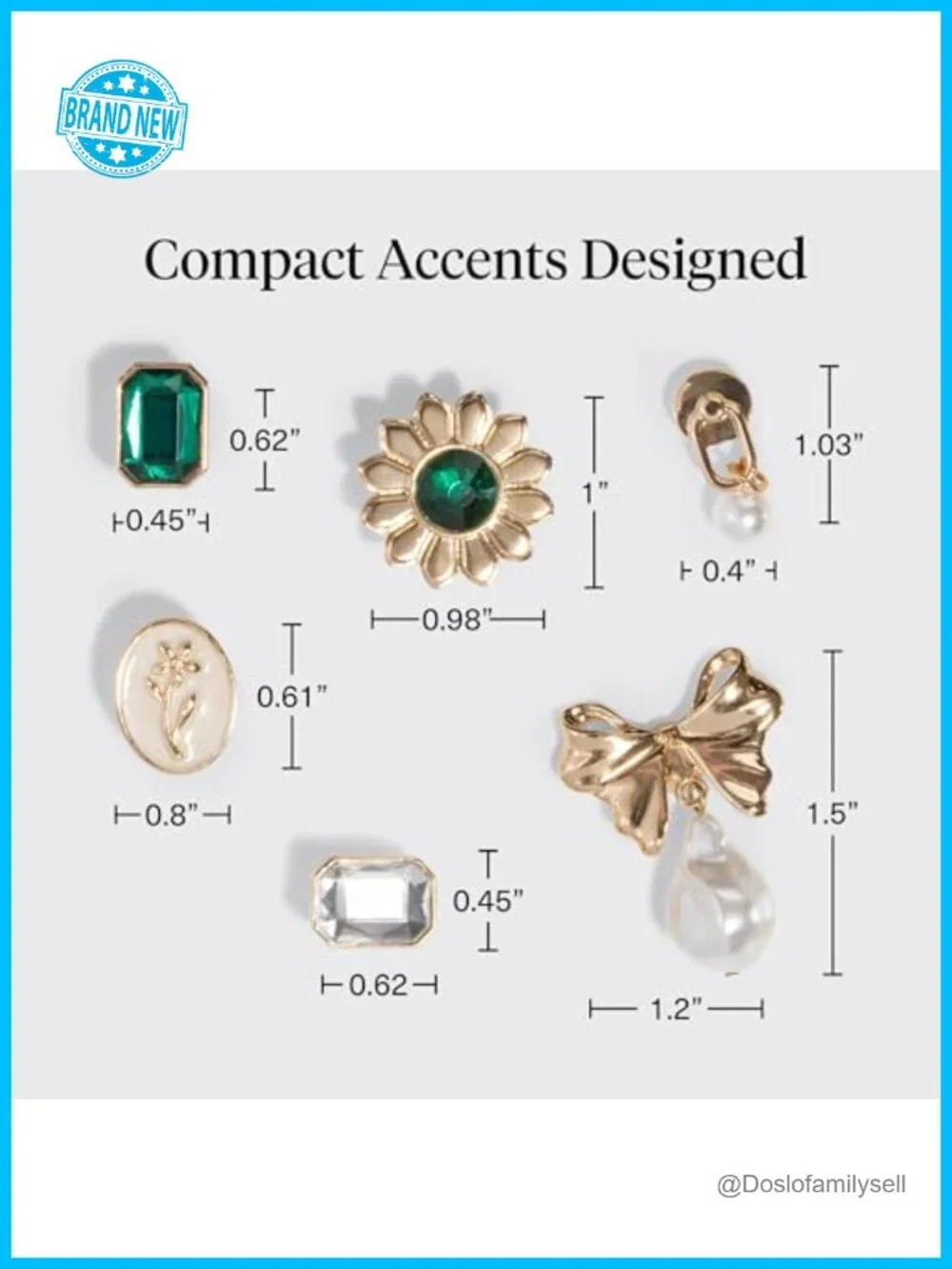 Interchangeable Hair Clip Charms Set - 6pcs Gold Accent Charms